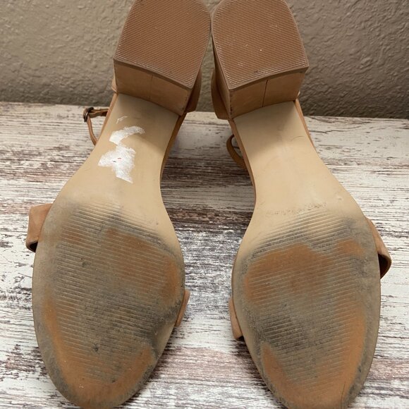 Steve Madden Irenee Tan Leather Sandal Block Heel 10 - Picture 5 of 5